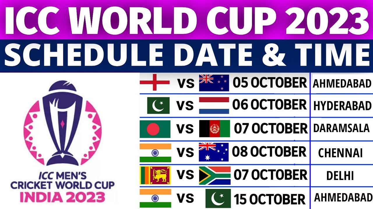 ICC World Cup 2023 Schedule Time Table | World Cup 2023 Schedule | World Cup Schedule 2023