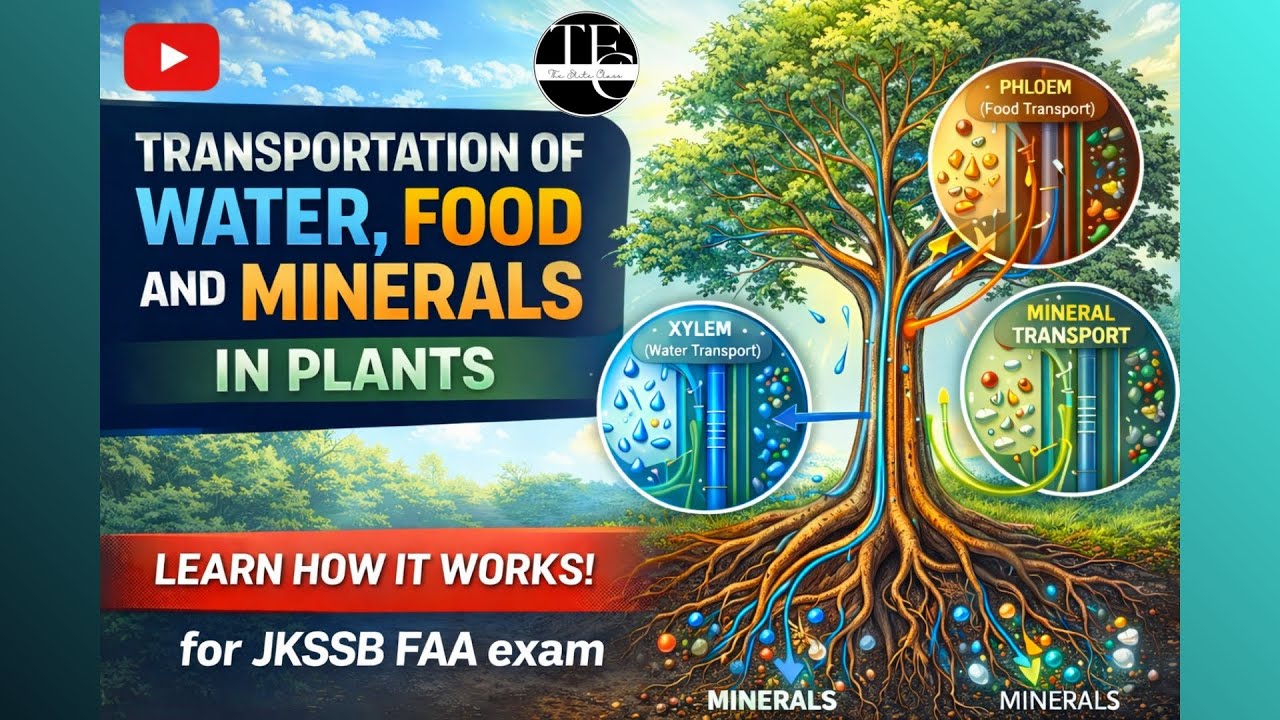 Transportation of water,food and minerals in plants - JKSSB FAA