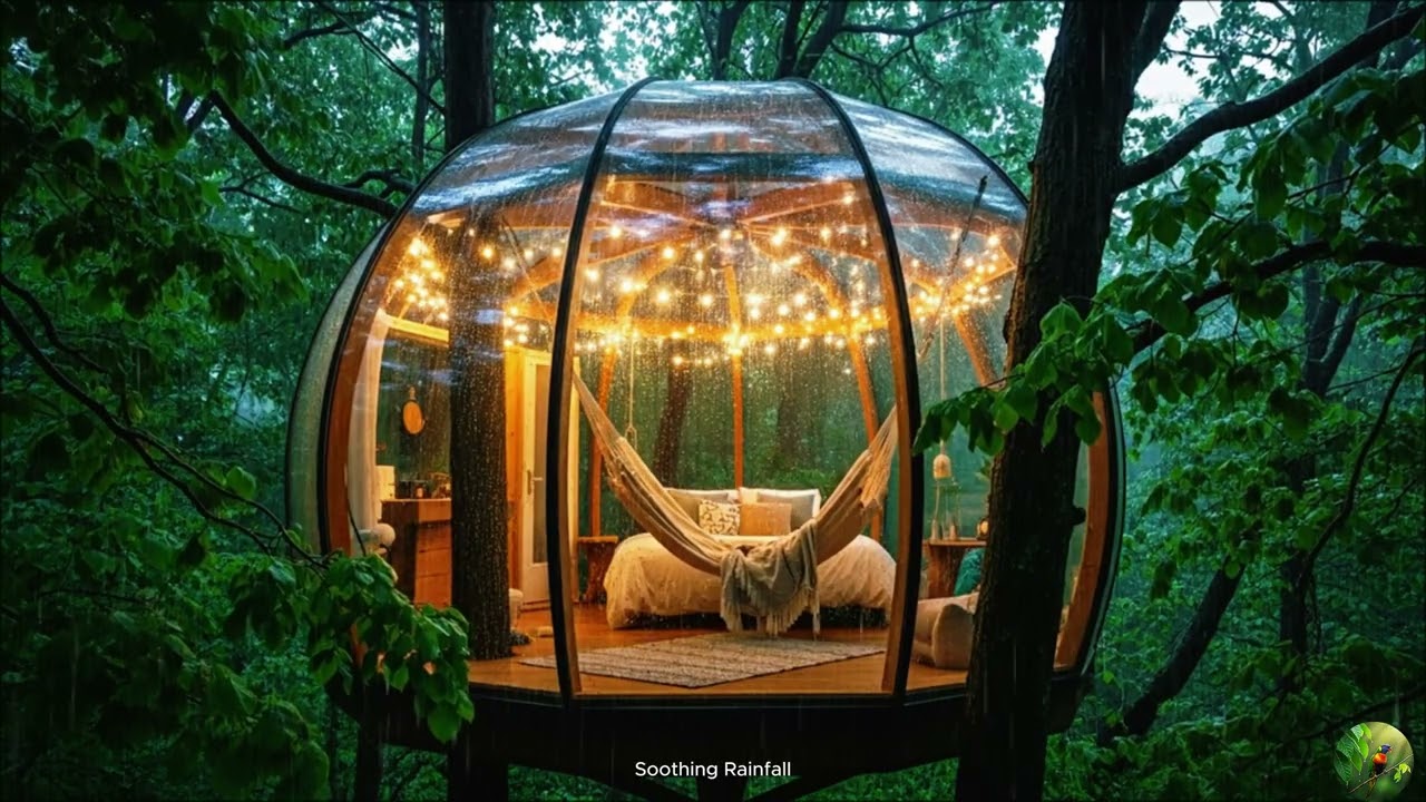 Rainstorm in a Glass Treehouse  Study | Work | Relax | Calm Focus Music