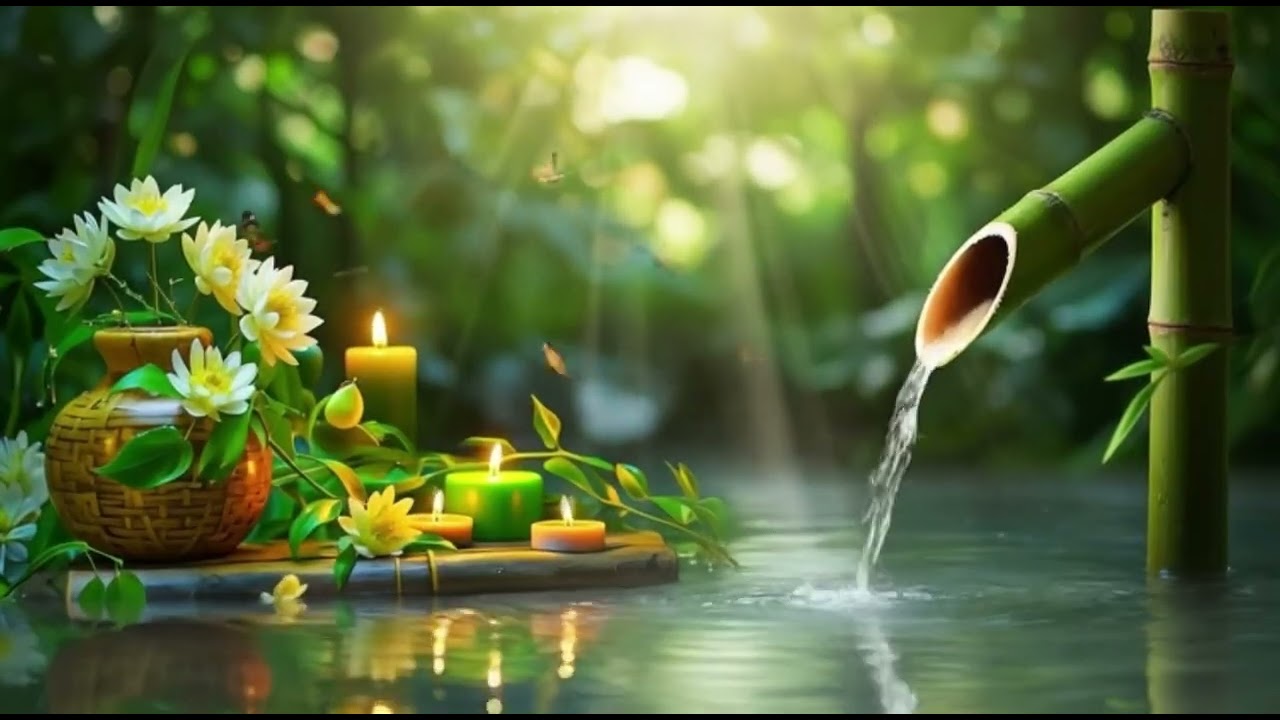 Relaxing Sleep Music + Bamboo Water Deep Healing, Meditation, Mind Body, Deep Sleep