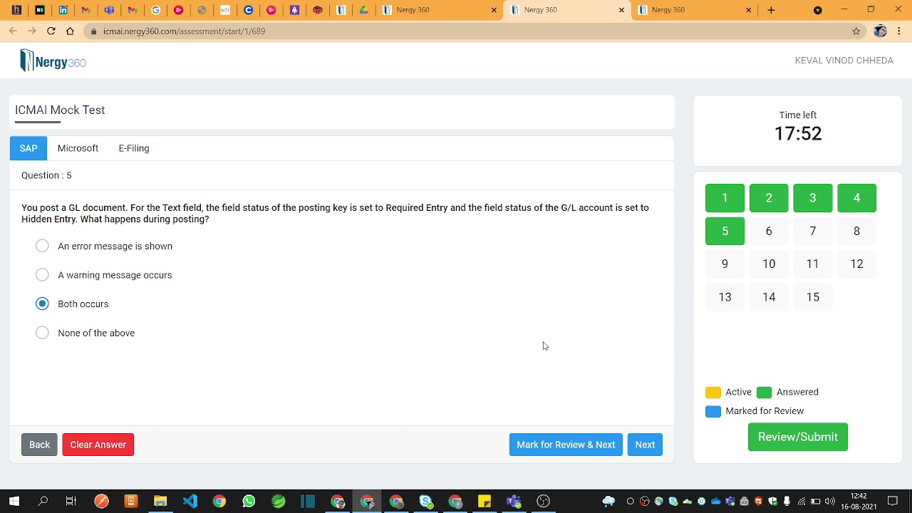 Icmai CMA exam mock test solved live Sap, microsoft word powerpoint e filings appear skill training