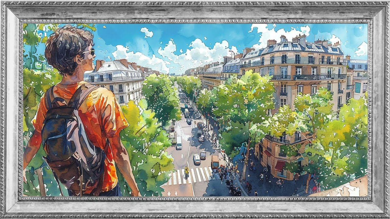 TV Frame - Watercolor City 4K - 1.23.45hrs