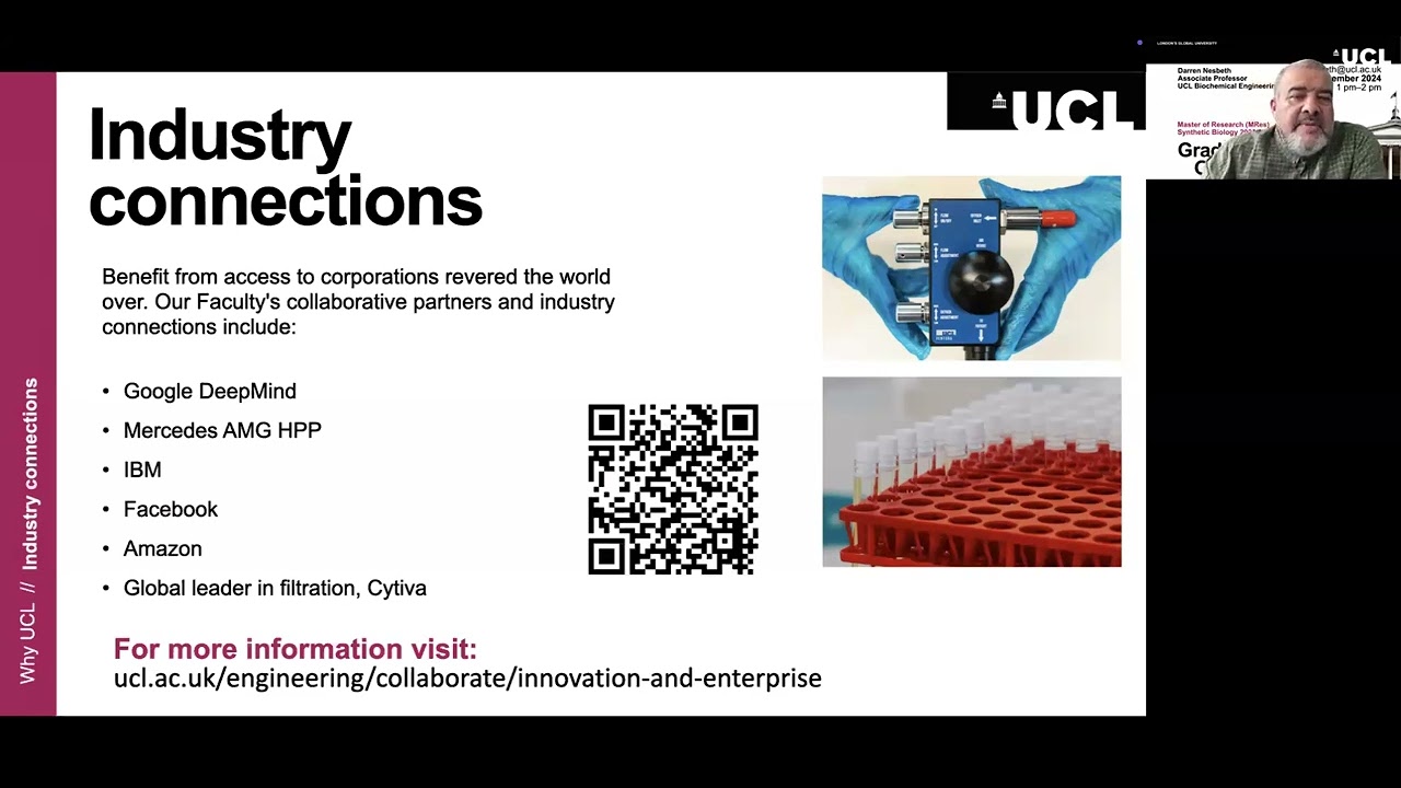 Studying a Synthetic Biology MRes at UCL Biochemical Engineering with Dr Darren Nesbeth