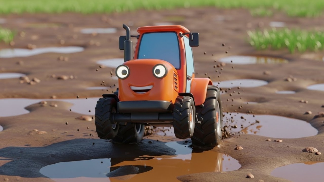 Маленький трактор крутится в грязи 🚜🪵😂 | Мультфильм для детей и весёлые приключения