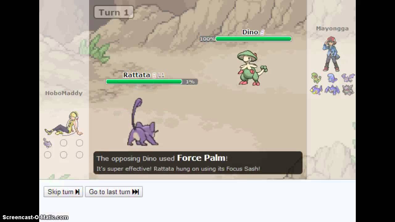 Level 1 rattata defeating a level 100 pokemon