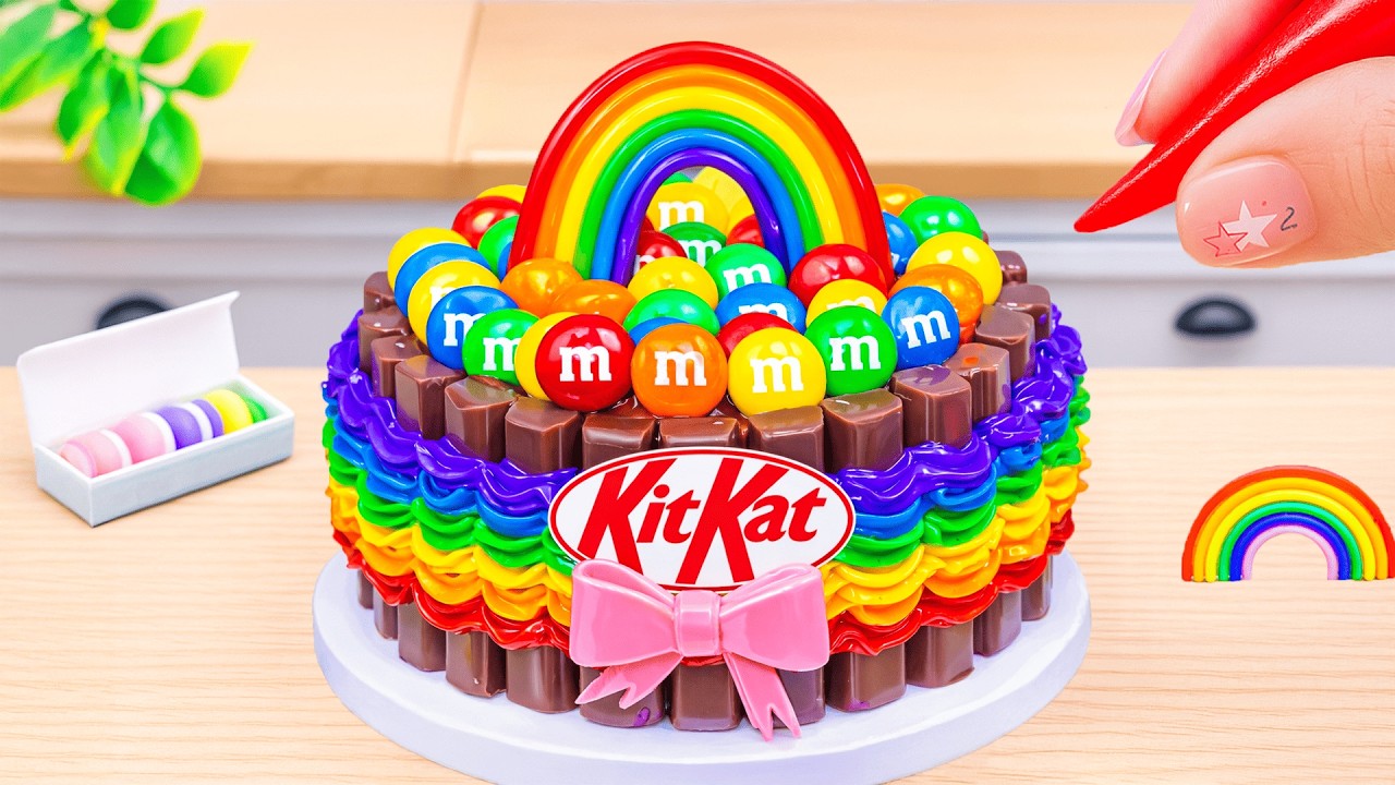 Amazing Mini Rainbow Cake🌈KitKat & M&M Chocolate Decorating❤️HT Mini Cakes