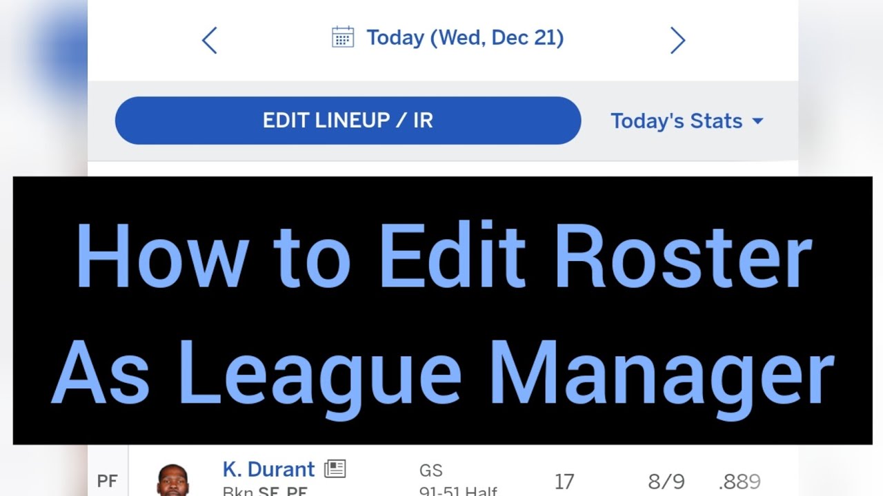 How to Edit Roster as League Manager (ESPN FANTASY)