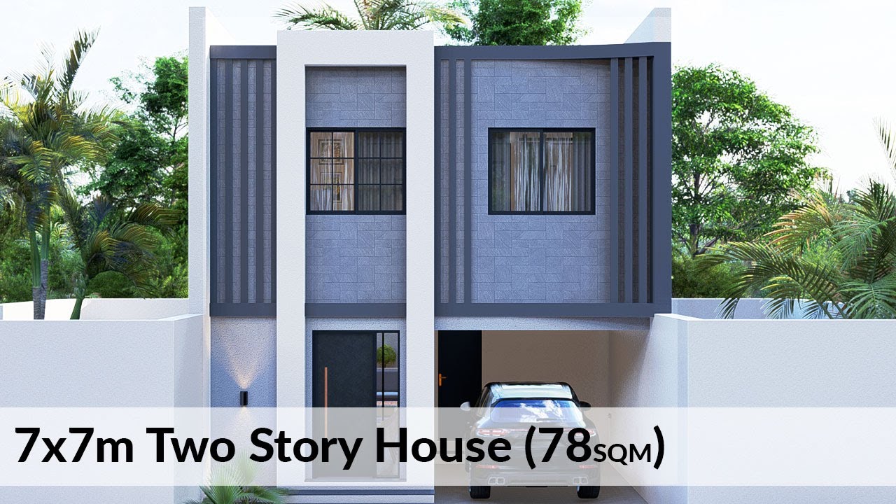 7x7 Meters Small House Design Idea 3 Bedrooms
