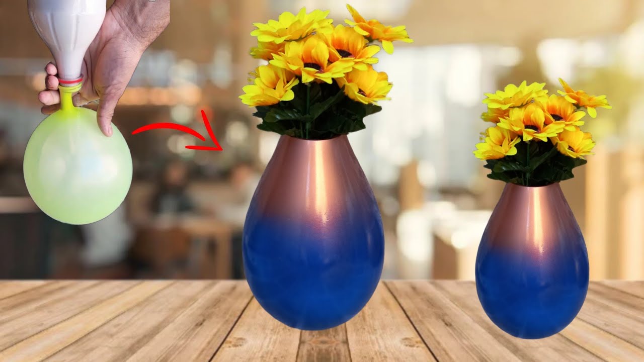 COMO FAZER VASO DECORATIVO DE GESSO E BEXIGA| #vasofeitocombexigaegesso #vasofeitodegesso