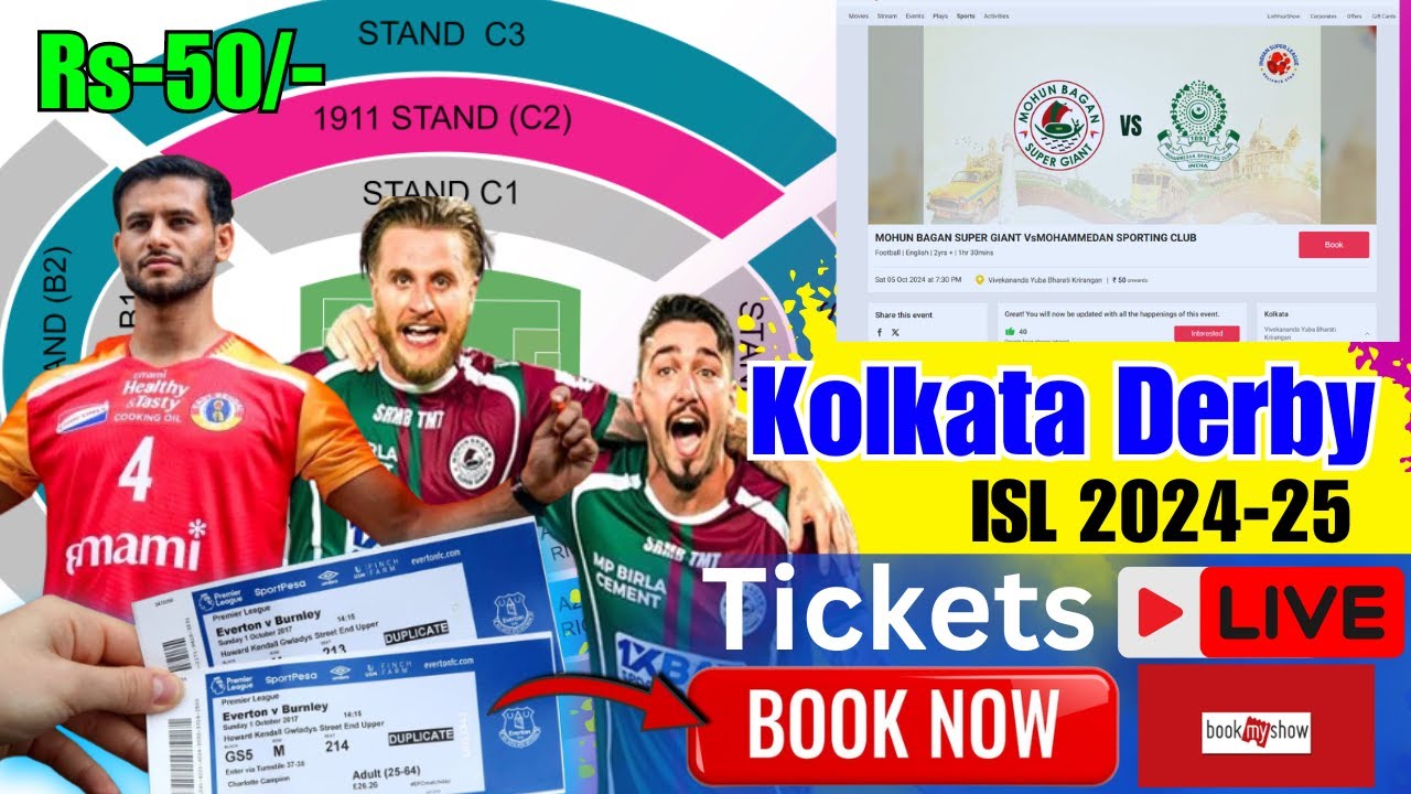 Mohunbagan vs Mohammedan SC Ticket booking.ISL Kolkata Derby Match er tickets Booking kivabe korbe