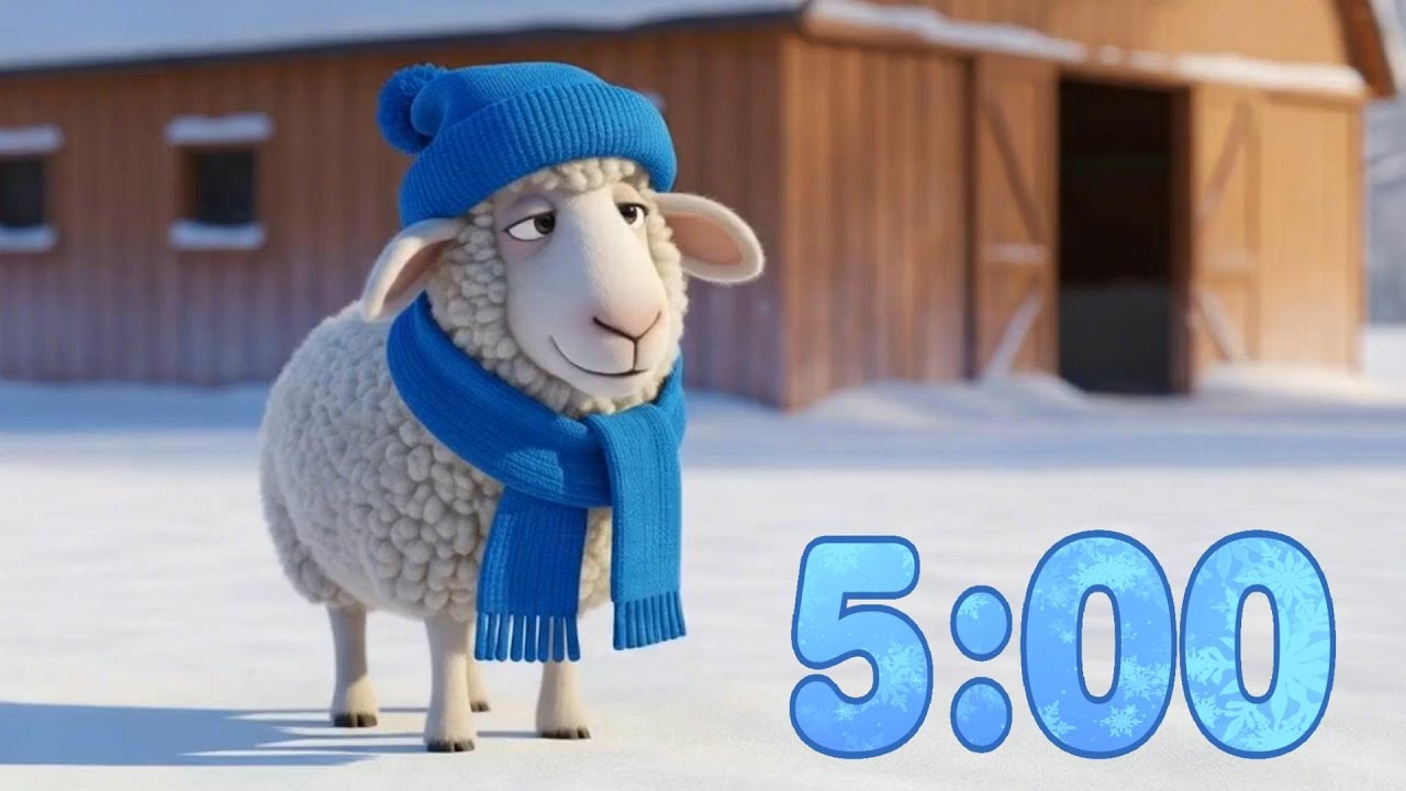 5 Minute Peaceful Snowfall Music Timer 🐑❄️