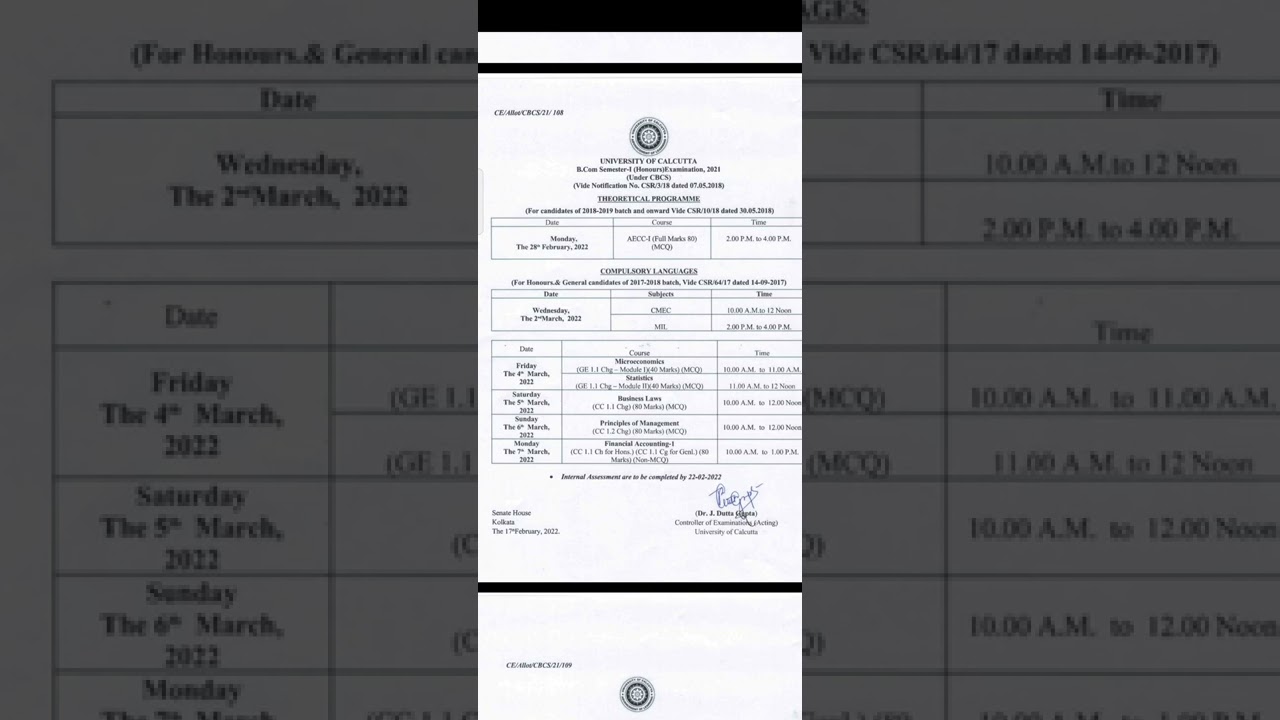 Semester 1 exams routine announced 2022 | Calcutta university semester exams date 2022 | Ba,Bcom,bsc