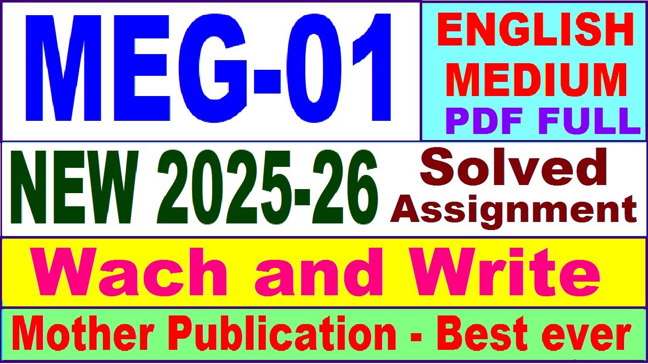 MEG 01 solved assignment 2025-26 in English || meg 01 solved assignment 2026 || ignou meg1