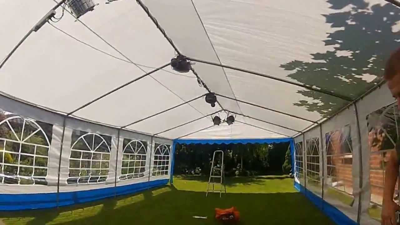 Rozstawianie namiotu (5x10m) z oświetleniem i nagłośnieniem part 3
