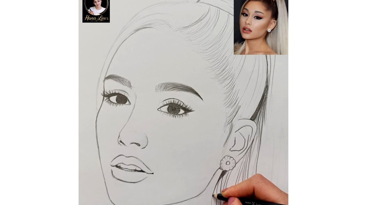 How to Draw Ariana Grande ✏️ | Easy Step-by-Step Line Drawing