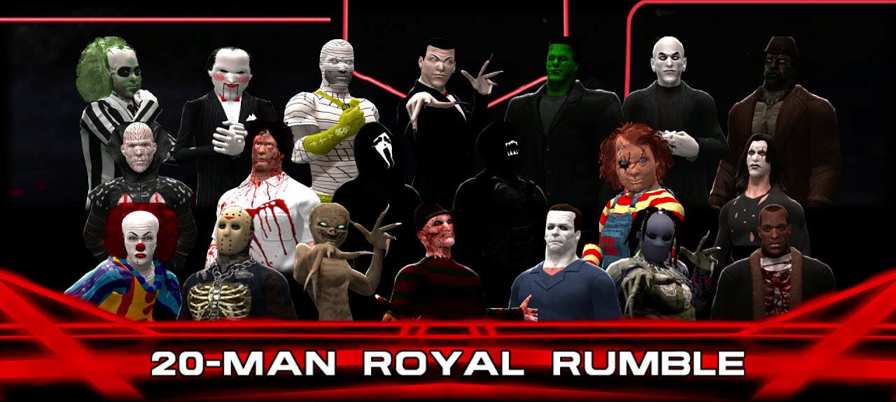 Horror Movie Character Championship Rumble-WWE2K14 HD-CAWs+custom commentary+entrance themes