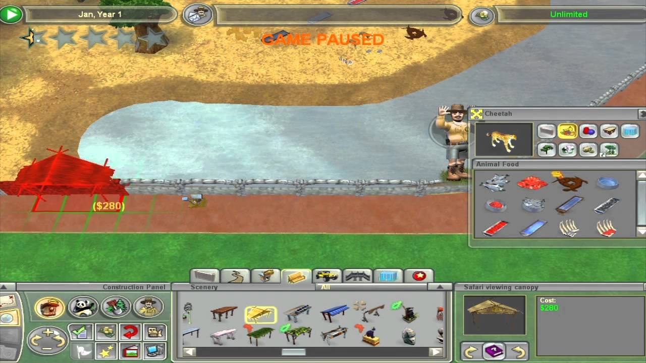 Zoo Tycoon 2 Tutorial: Basic Cheetah Exhibit [720p HD]