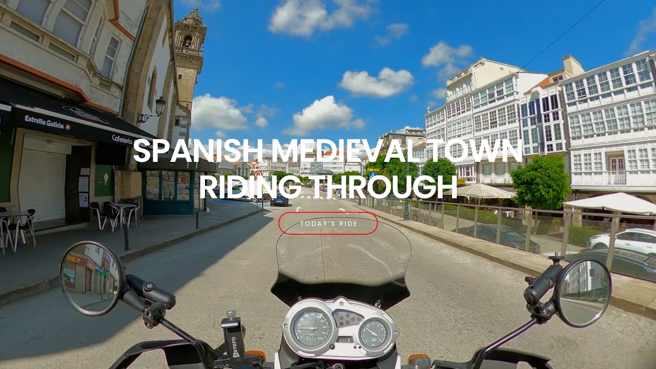 Riding through spanish medieval town, Betanzos [4K] I BMW F650 GS