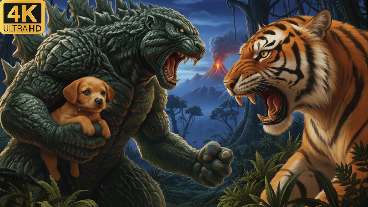 Epic Battle: GODZILLA vs TIGER – Godzilla Saves the Puppy 🦖🦁🐶 | Monster Movie