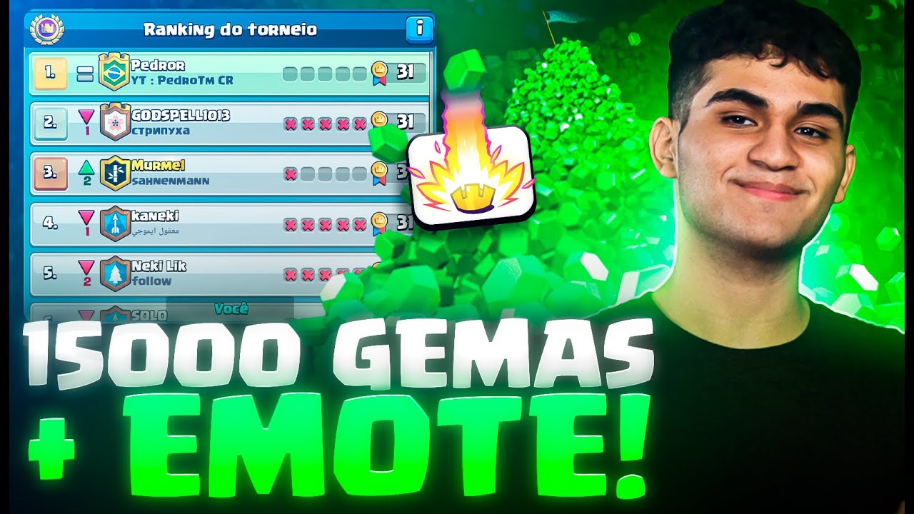TORNEIO GLOBAL VALENDO 15.000 GEMAS + EMOTE!!!  - CLASH ROYALE AO VIVO
