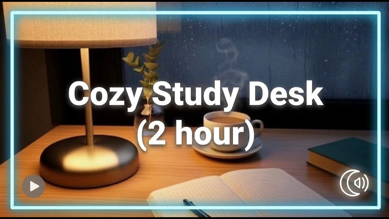 Cozy Desk Study Session ✨ Soft Rain & Calm Focus Sounds (2 Hours)