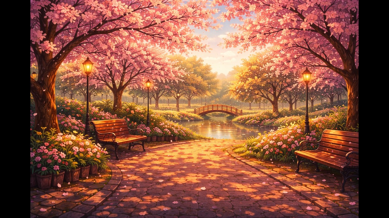🌸 Lofi Cherry Blossom Park – Peaceful Vibes