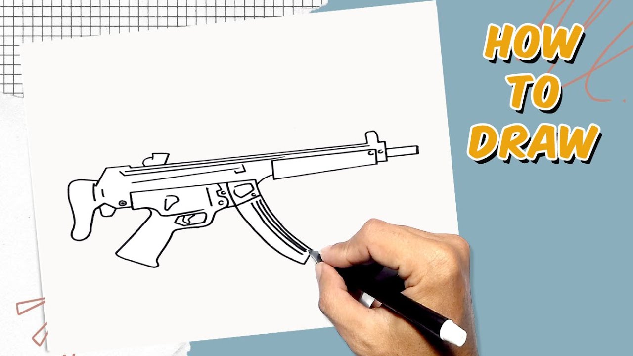 How to Draw MP 5A3 machine gun || How to Draw Gun