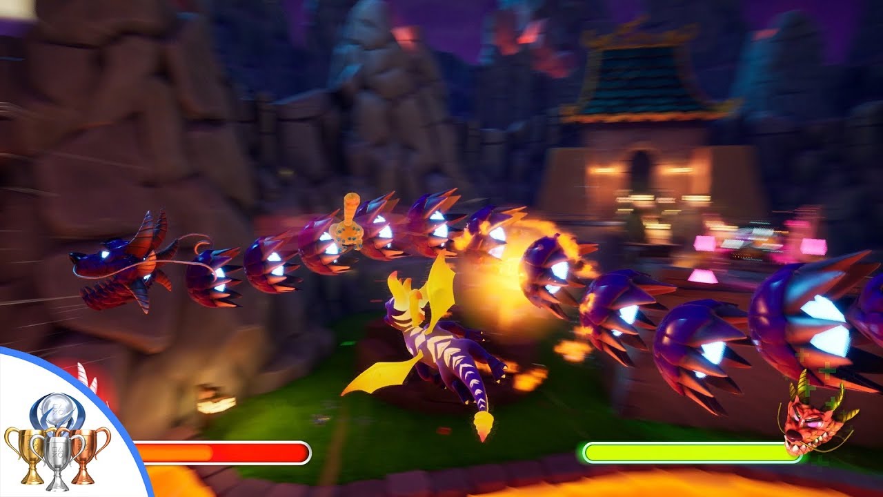 Spyro 3 Year of the Dragon - Twin Dragon Destruction Trophy - Fireworks Factory Boss