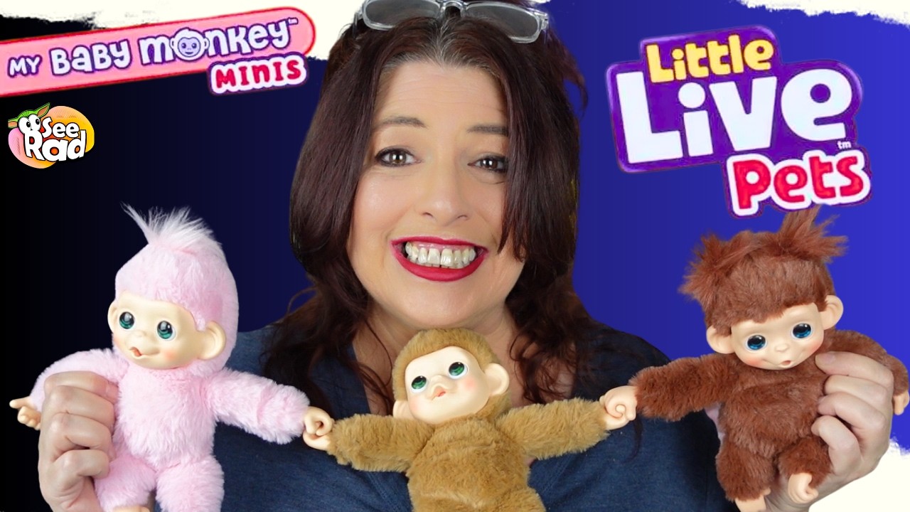 Сравнение и демонстрация всех трех миниатюрных обезьянок Little Live Pets My Baby Monkey.