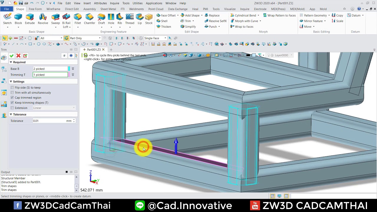 ZW3D (CAD) : ตัวอย่างการสร้างงาน Weldment