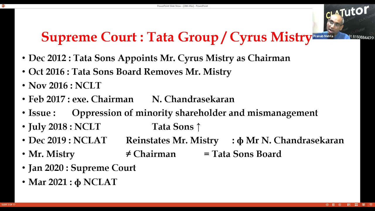 13. Supreme Court : Tata Group Vs Cyrus Mistry