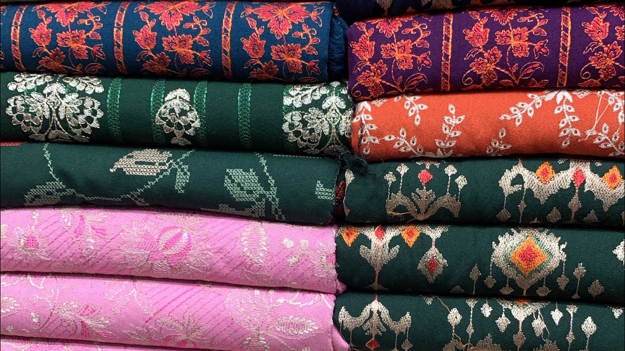 Karandi All-Over Suits 3Pc Best Designing with crinkle chiffon Dupatta