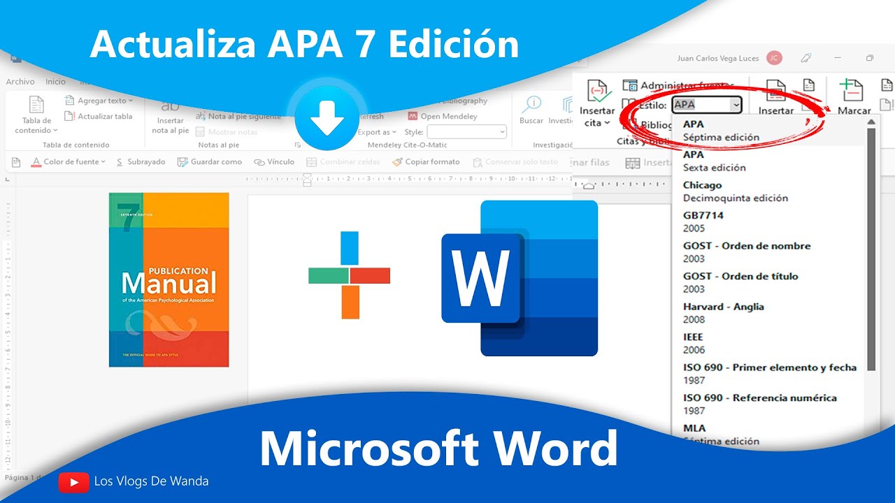 Actualizar norma APA 7ma Edición para Word