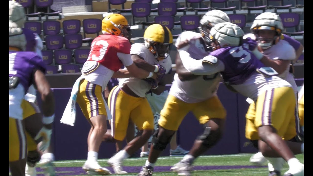 LSU FOOTBALL spring SCRIMMAGE practice video