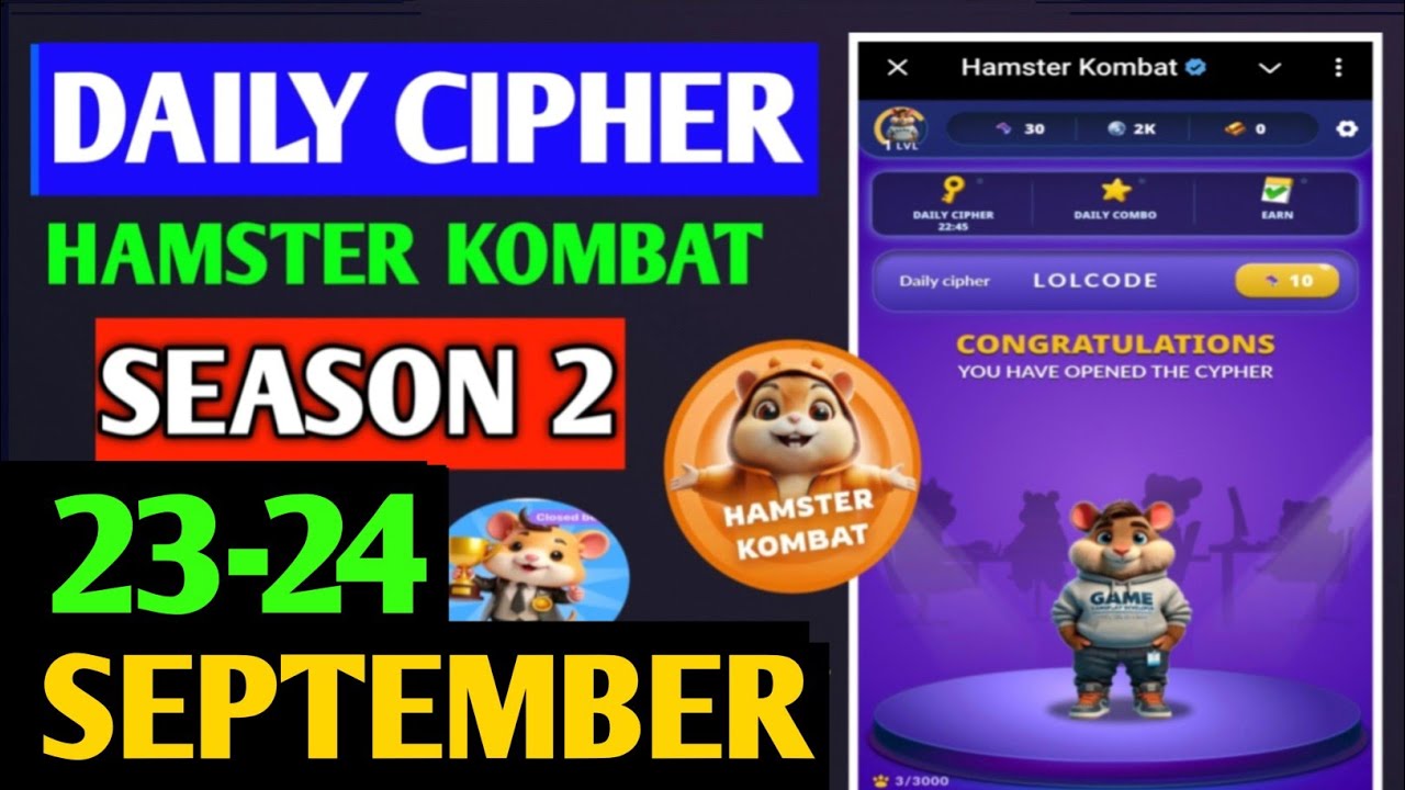 Hamster Kombat Dev Game Daily Cipher 23 September | Hamster Kombat Daily Cipher Code | Daily Combo