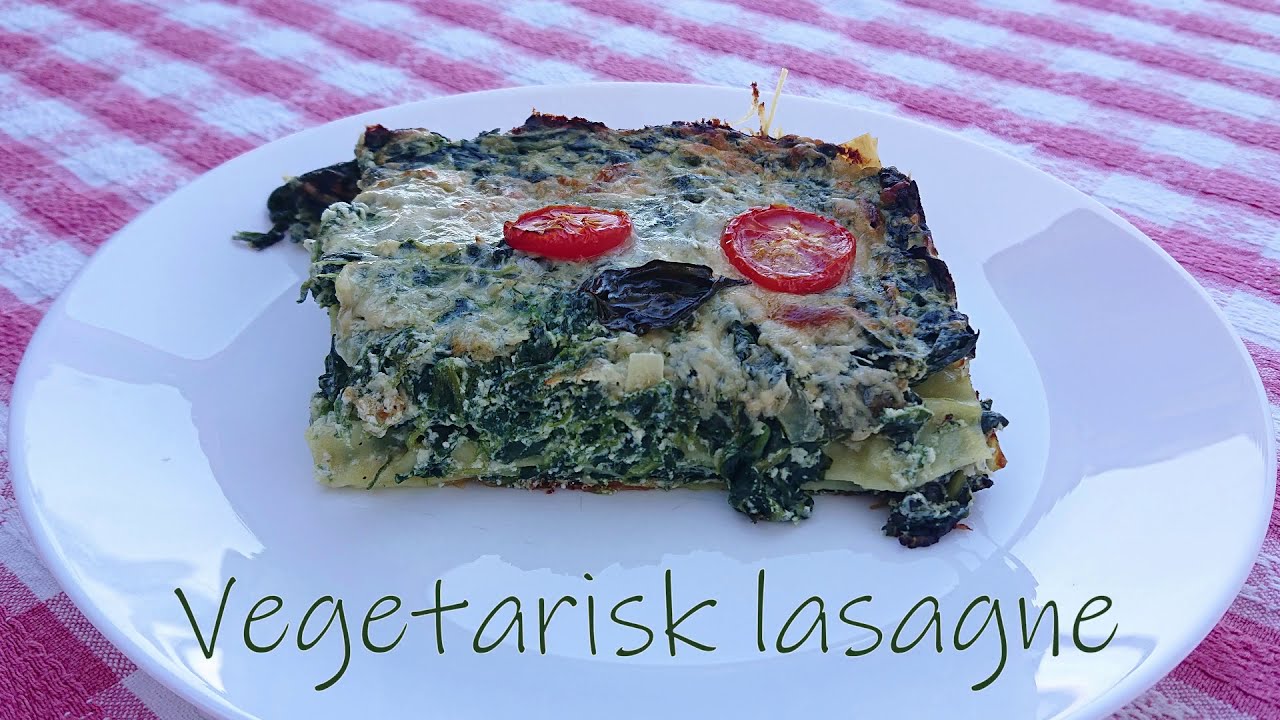 Vegetarisk lasagne, krämig och god, med ricotta, spenat och parmesan.