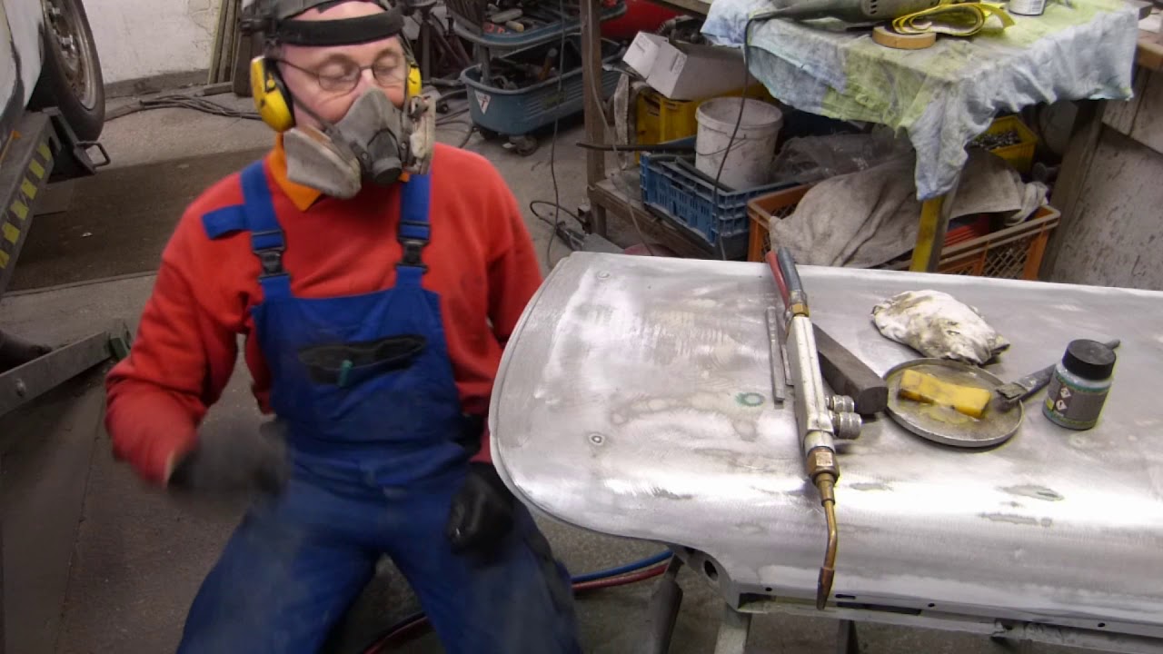 Porsche Teil 17.Verzinnen. Tür Spaltmaß anzupassen. Überraschung unter dem Lack.Tinning restoration