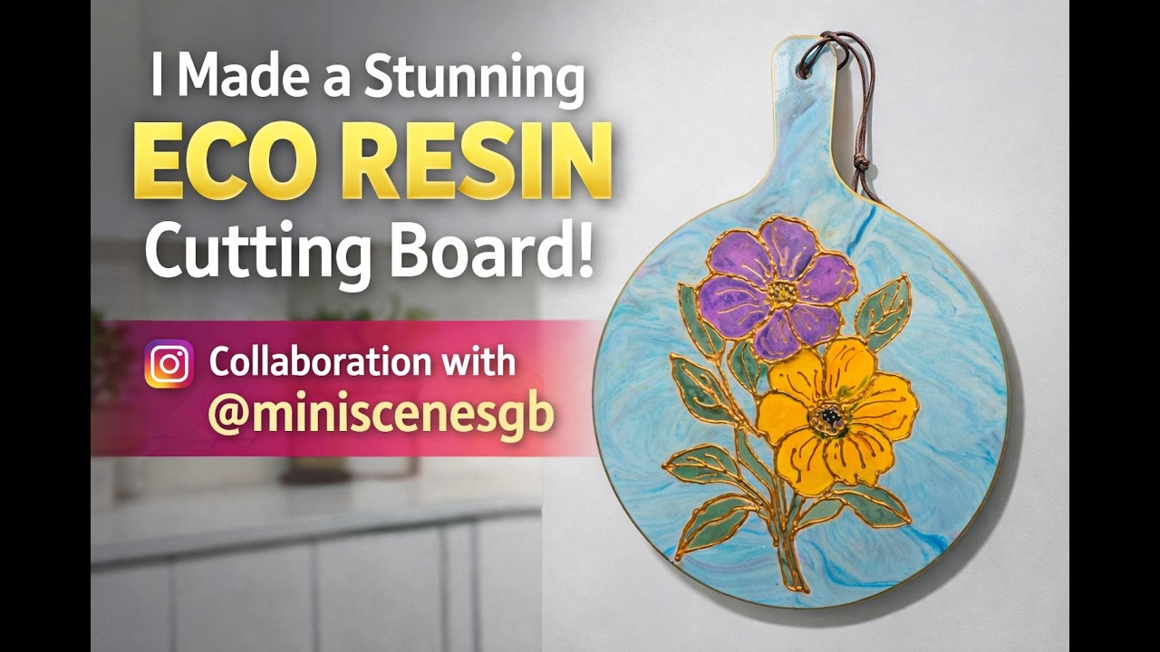 DIY Resin Cutting Board with Layered Floral Pattern | Full Process