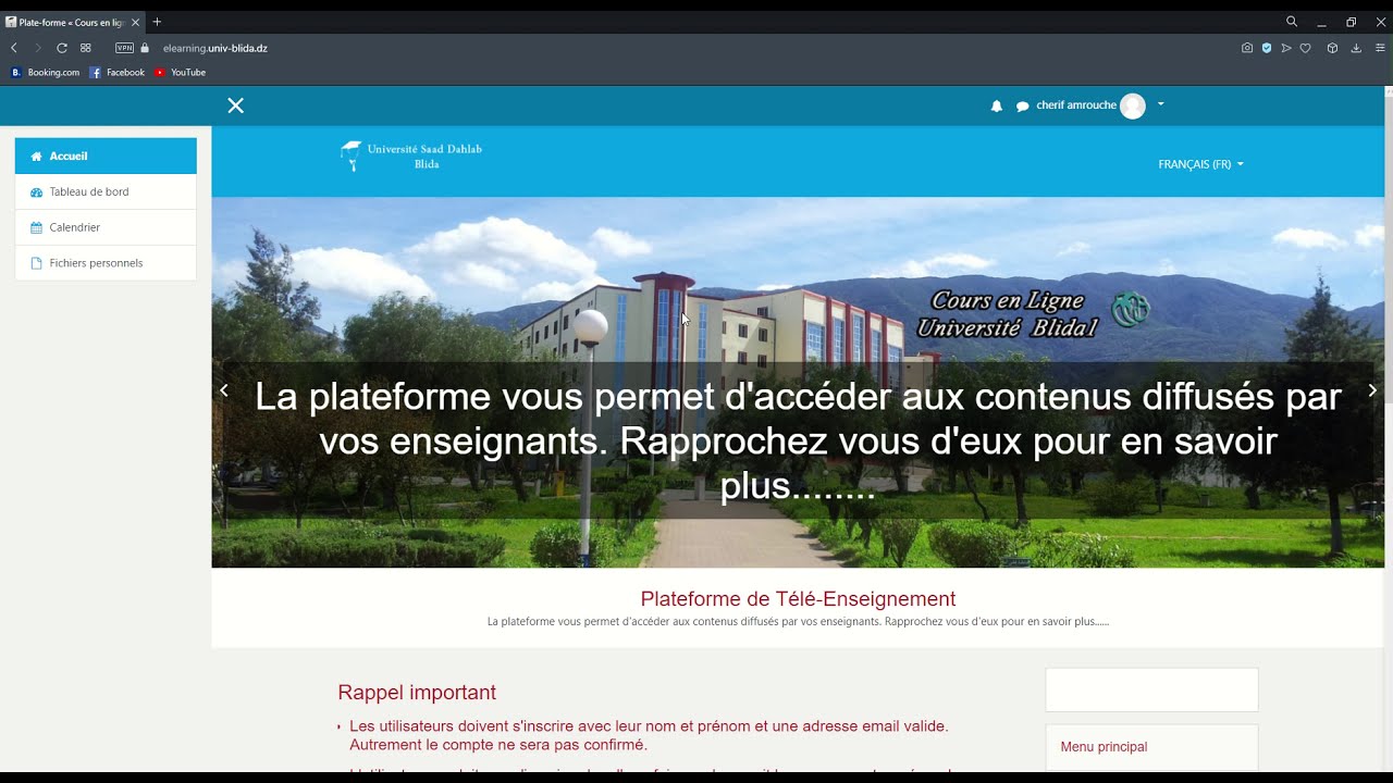 Inscription sur la plateforme E-learning BLIDA1