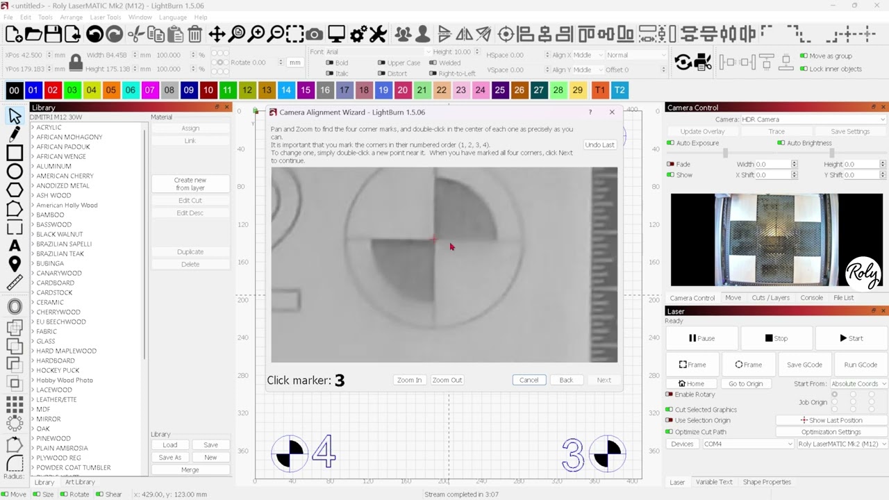 Tips on using LaserMATIC Mk2 Camera Calibration