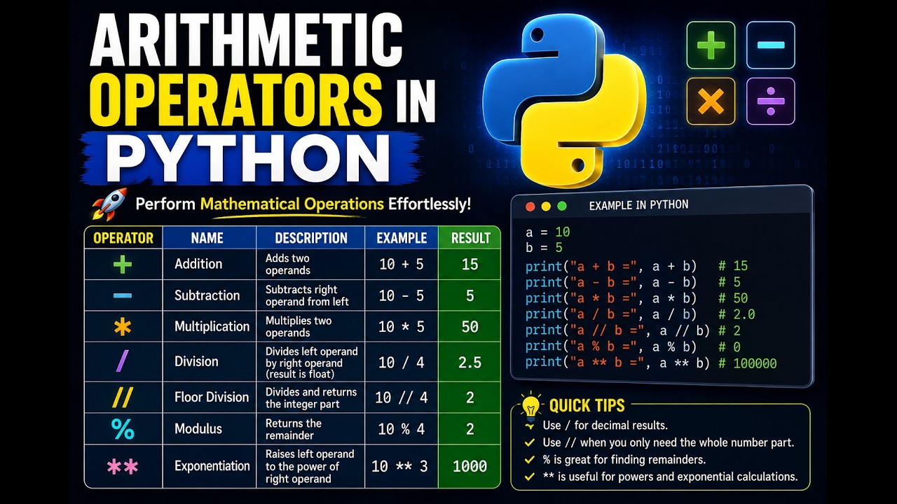 Arithmetic Operators in Python.