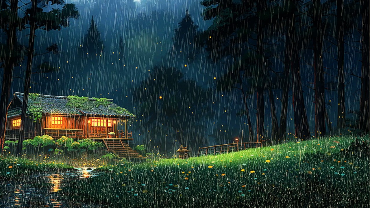 Wooden Treehouse Downpour – 8 Hours of Heavy Rain and Thunder Ambience