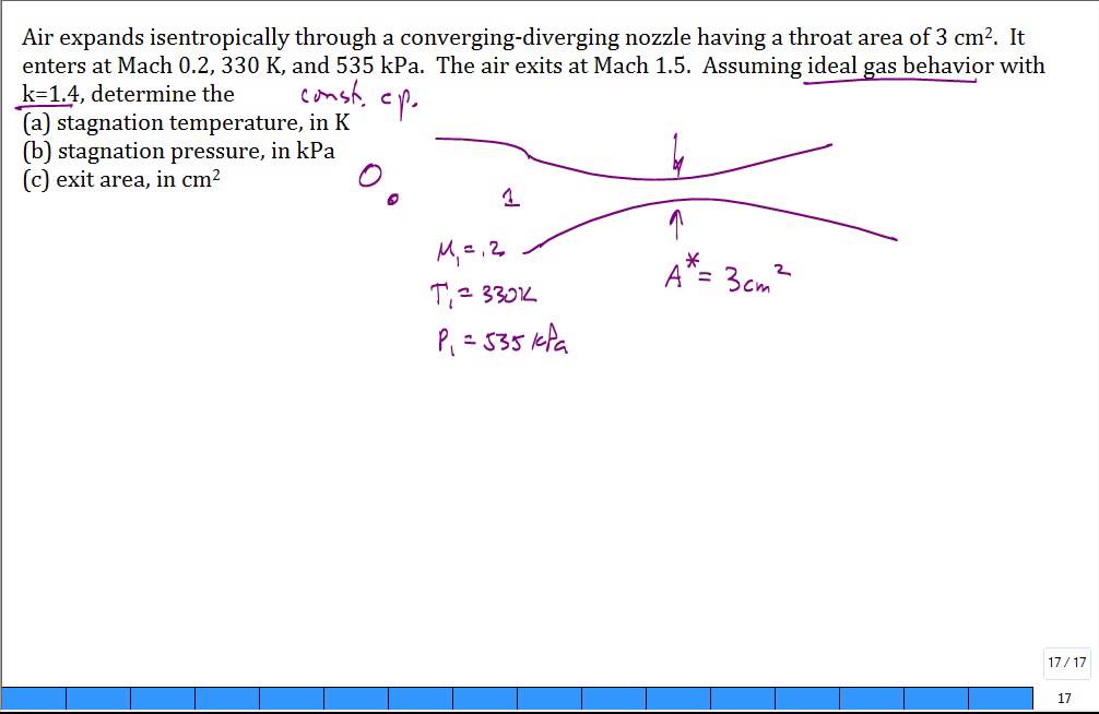Calc air converging diverging nozzle Mach 1p5