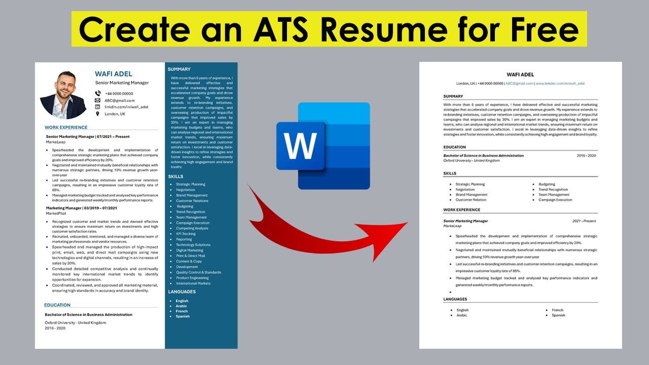 Создайте лучшее резюме ATS бесплатно в MS Word | Лучший формат резюме для работы 2025 года