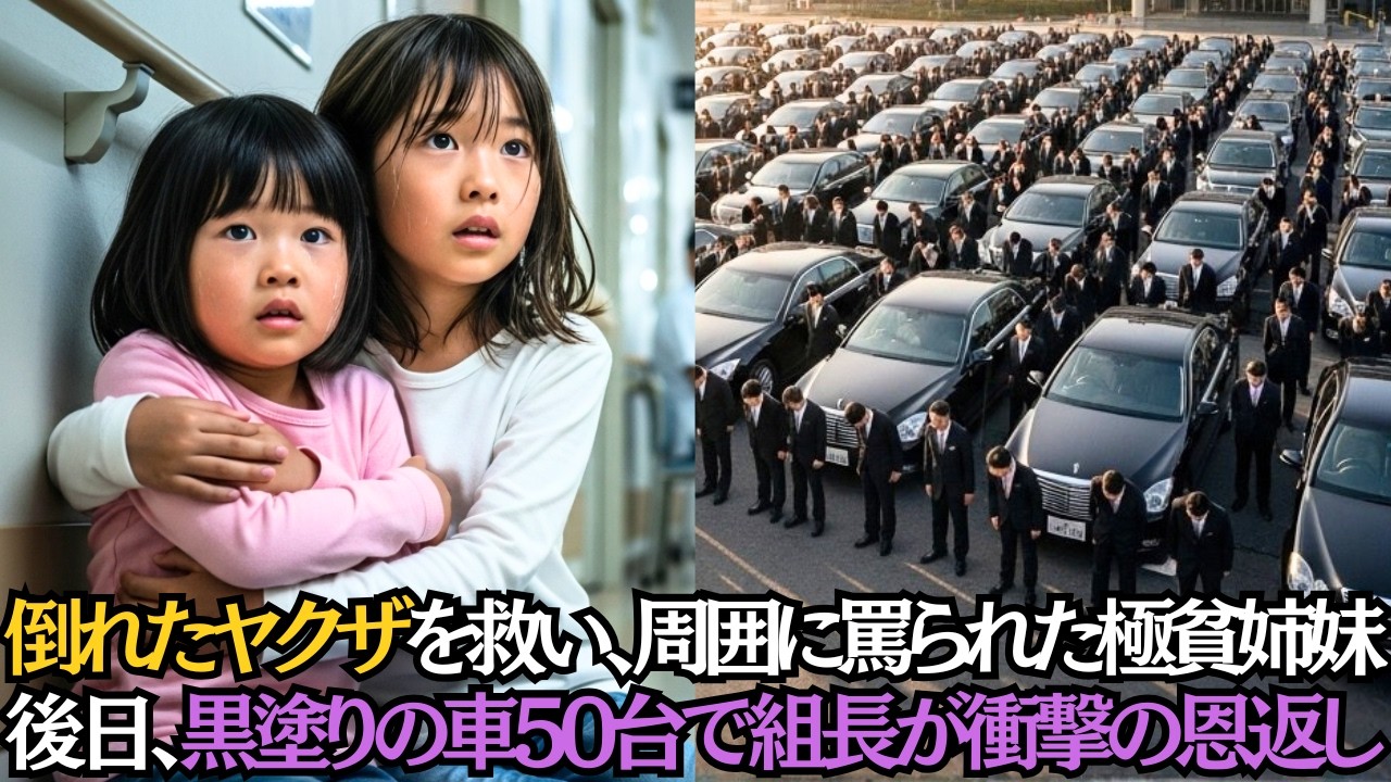 雨の中、倒れたヤクザを救った貧乏姉妹。後日、母が入院する病院に100人の黒スーツ軍団が現れ…