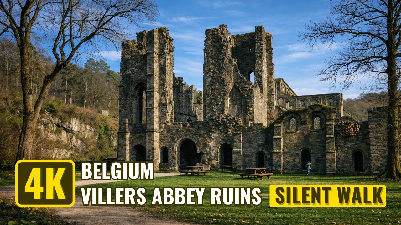 [4K] Villers Abbey Ruins, Belgium | Silent Walk Through 900 Years of History