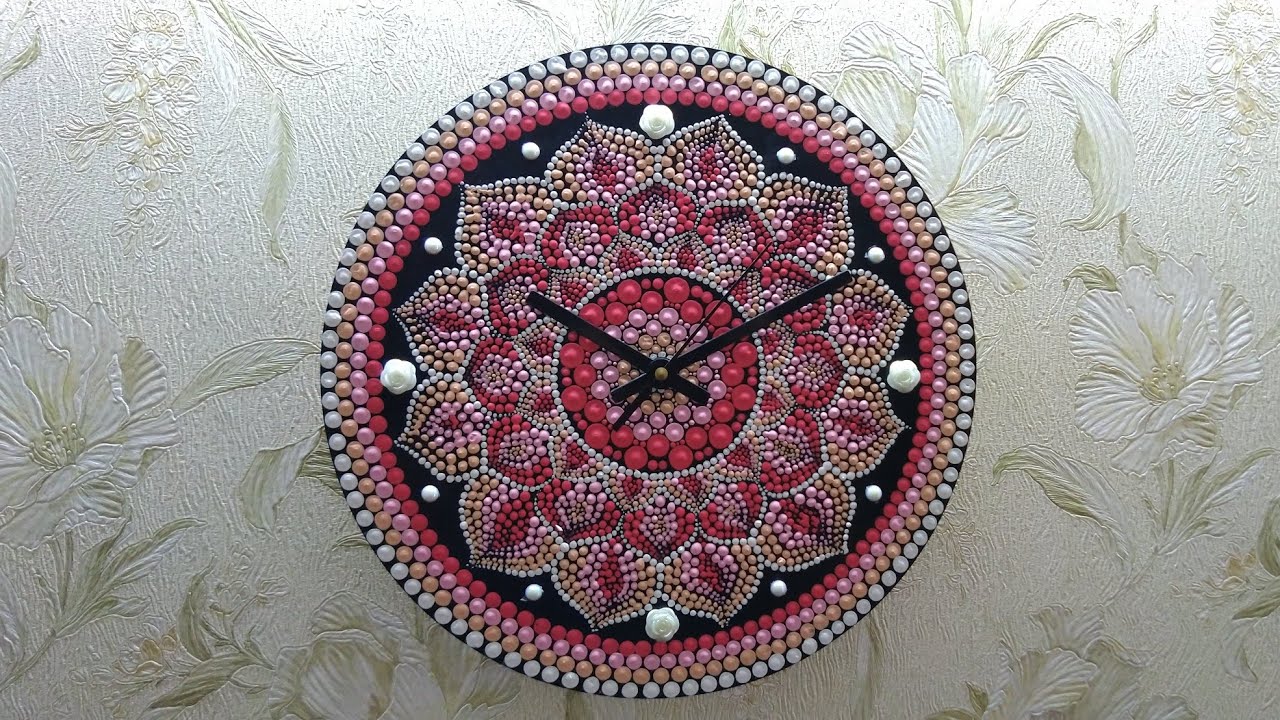 Dot mandala on wall clock #37 - Full video tutorial by shwetaart03