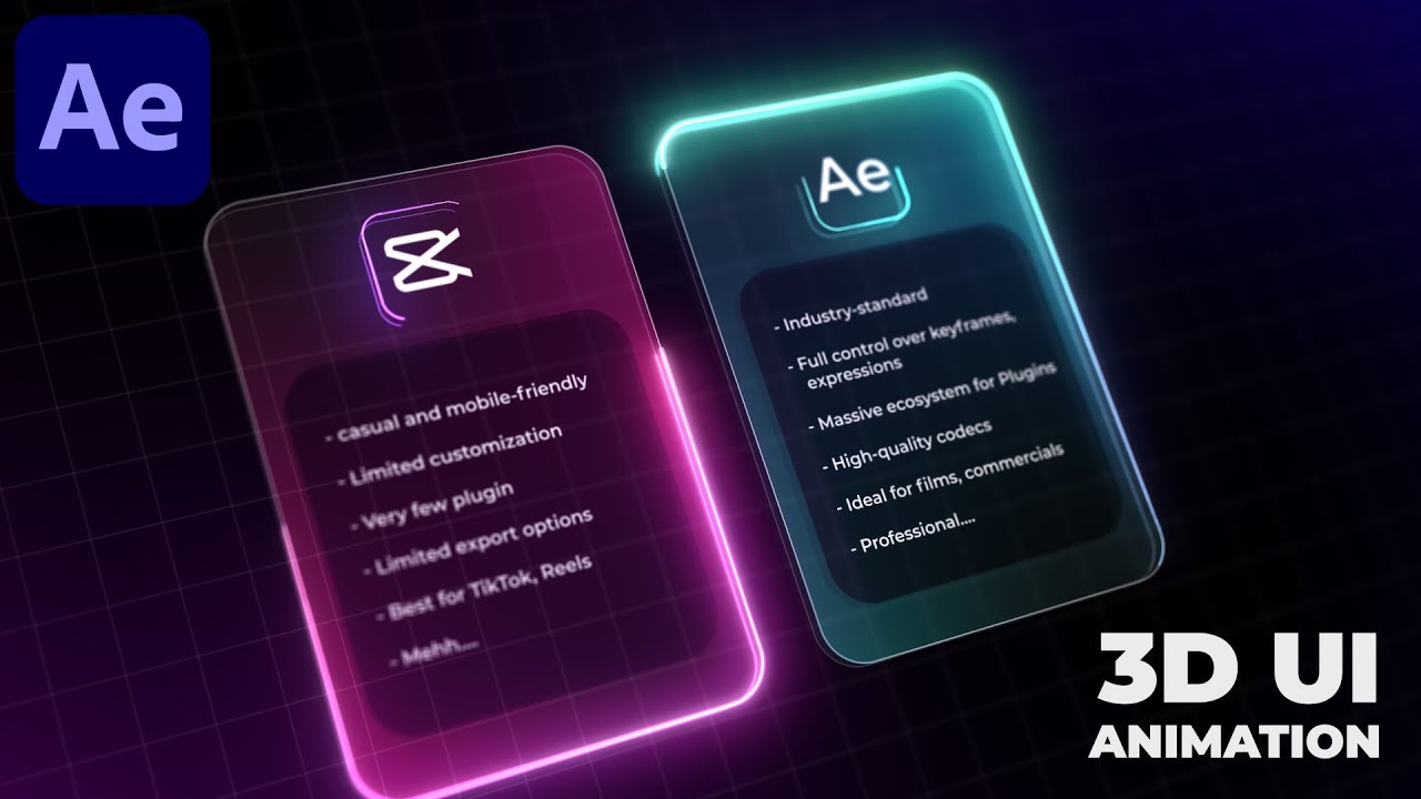 3D UI Animation in After Effects - After Effects Tutorial | No Plugins