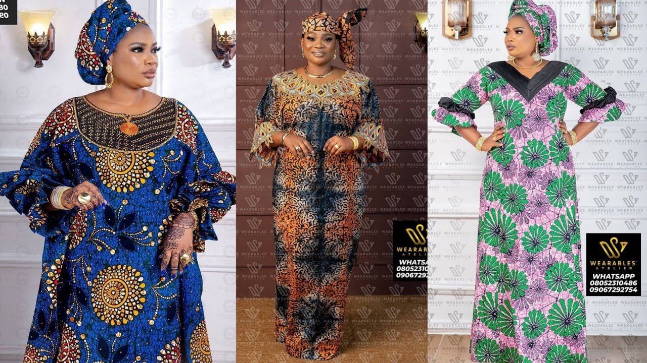 MODE AFRICAINE : BOUBOU STYLES / AFRICAN BOUBOU STYLES / Modèle EN BOUBOU , Modèle de robes en pagne