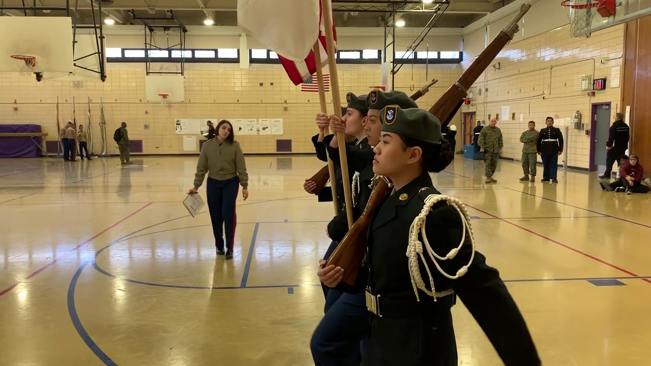Union HS Army JROTC Unarmed Color Guard at Tottenville HS Drill Competition 2019